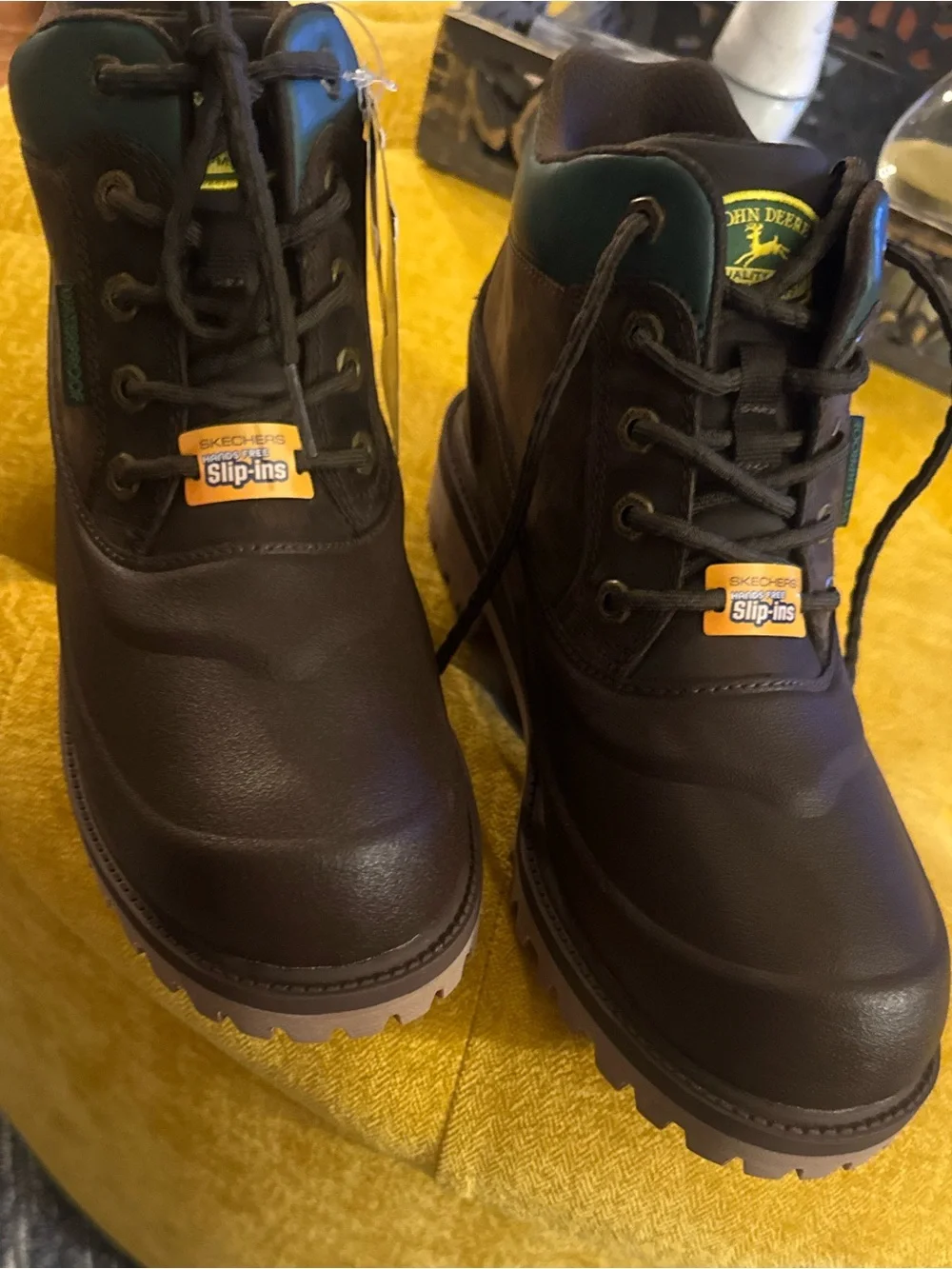 Skechers / John Deere Men's Sergeants Slip-Ins Chocolate Work Boots Size 10 US